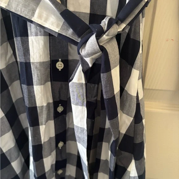 J. Crew Navy and White Gingham Dress with Belt 00 - Picture 5 of 8